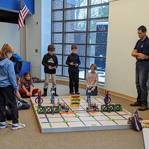Students participating in a robotics competition